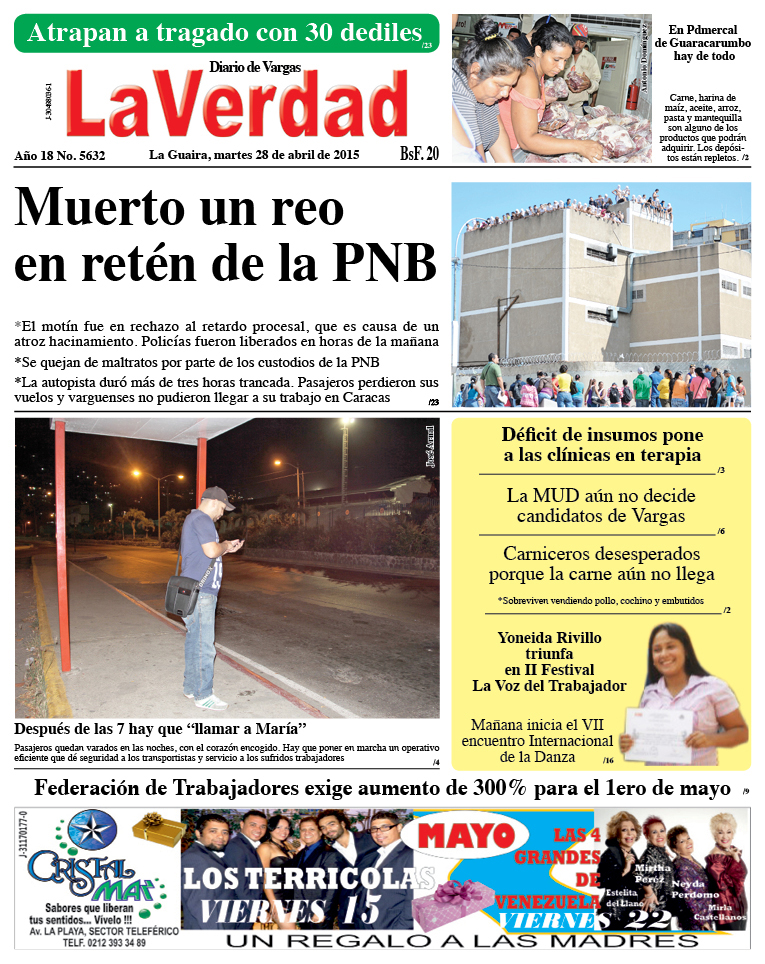 La Guaira, martes 28 de abril de 2015 Año 18 No. 5632