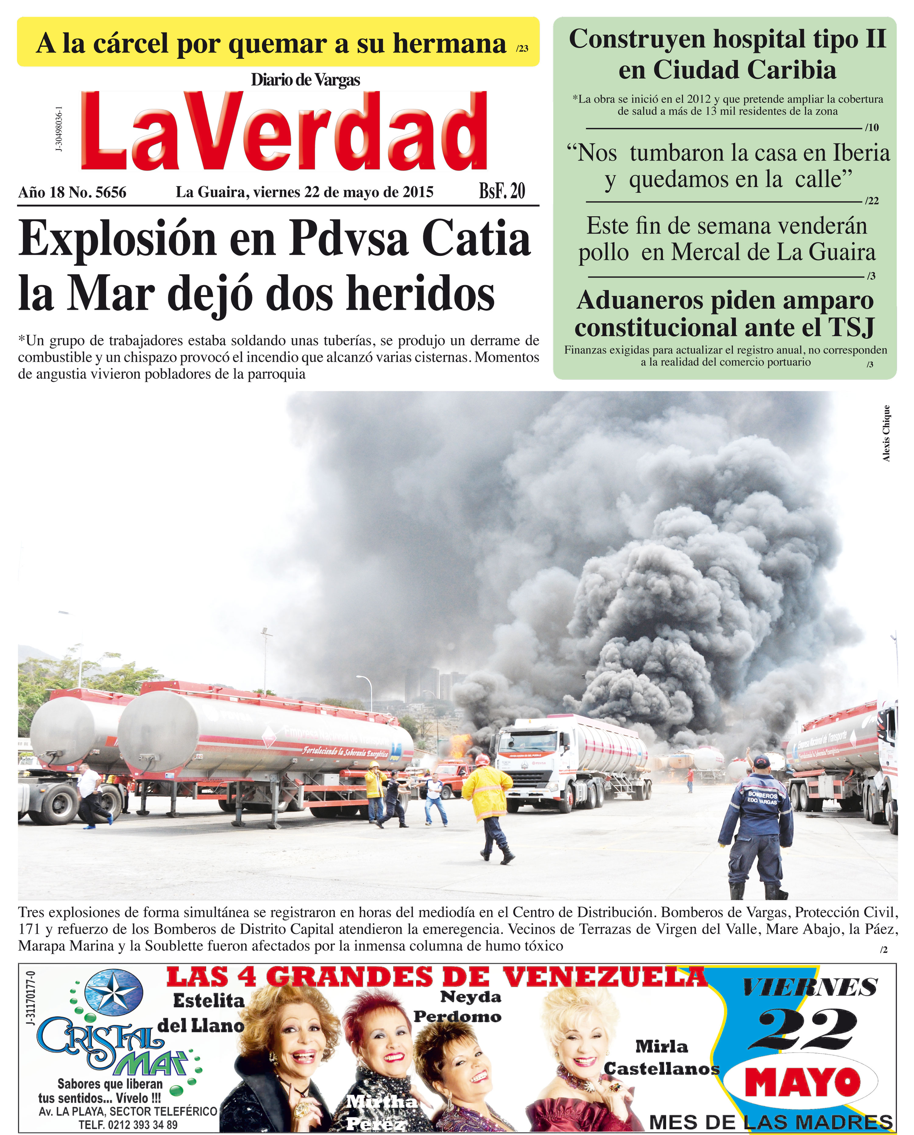 La Guaira, viernes 22 de mayo de 2015 Año 18 No. 5656