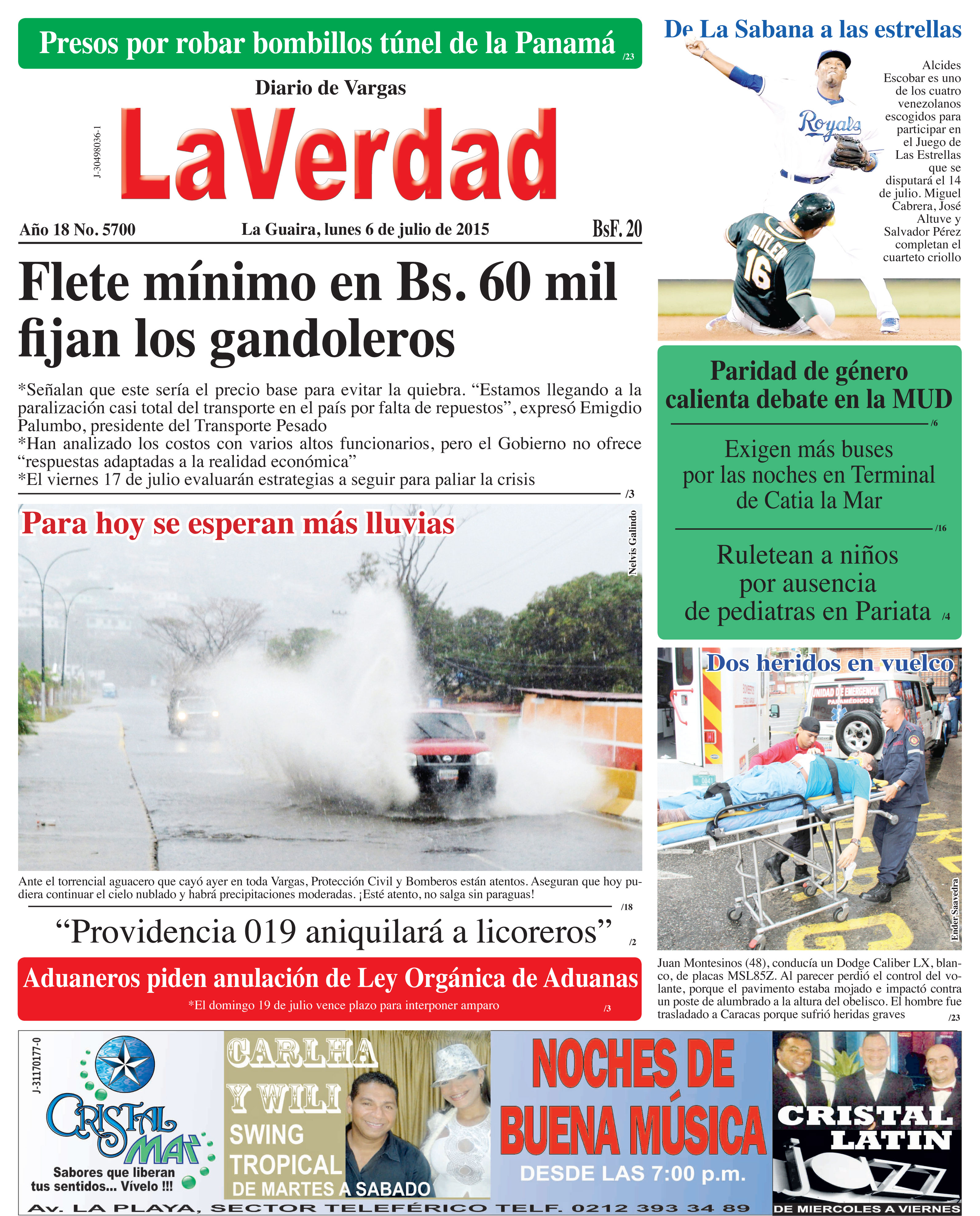 La Guaira, lunes 6 de julio de 2015 Año 18 No. 5700