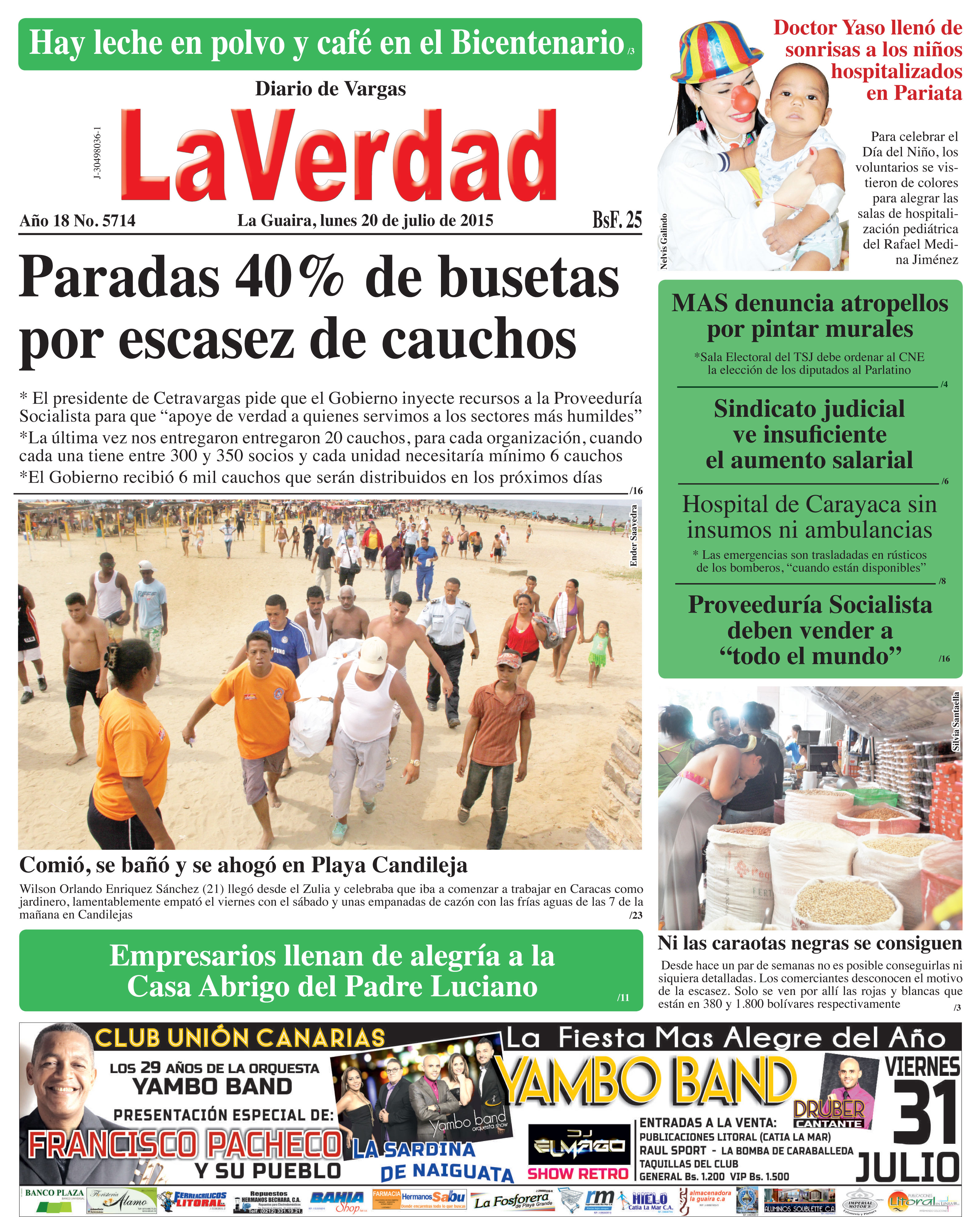 La Guaira, lunes 20 de julio de 2015 Año 18 No. 5614