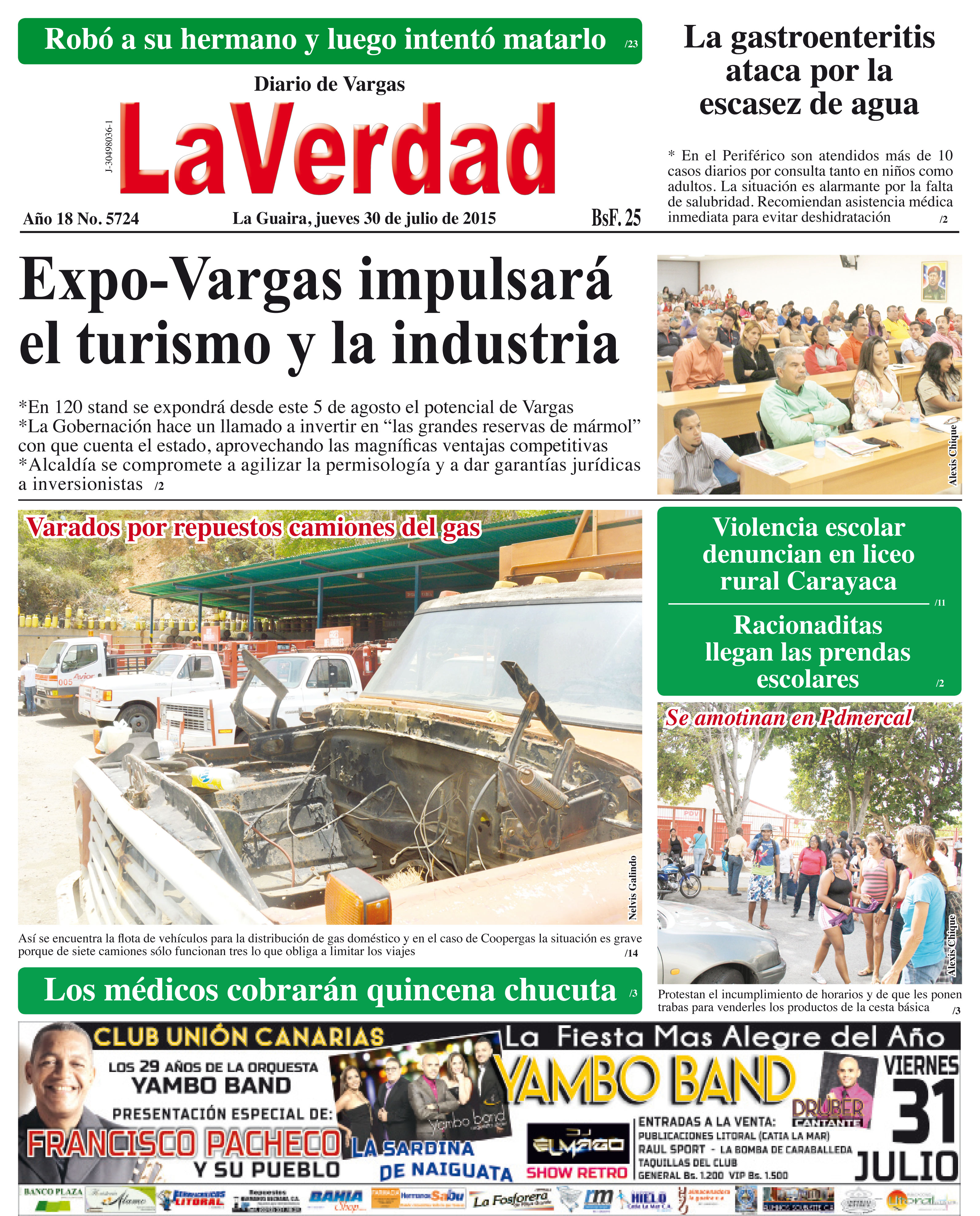 La Guaira, jueves 30 de julio de 2015 Año 18 No. 5724