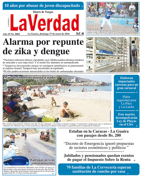 La Guaira, domingo 17 de enero de 2016 Año 19 No. 5884