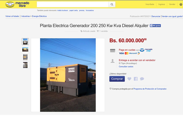 Hacen falta mínimo 15 millones de bolívares para comprar una planta eléctrica