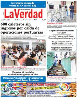 La Guaira, sábado 04 junio de 2016 Año 19 Nº. 6021