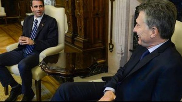 Capriles se reunió con Maurio Macri para dialogar sobre Venezuela