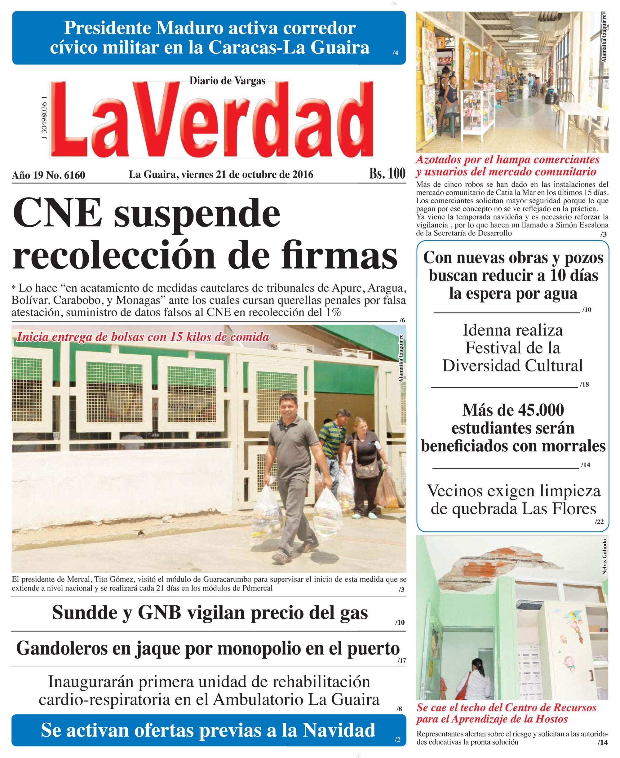 La Guaira, viernes 21 de octubre de 2016 Año 20 No. 6160