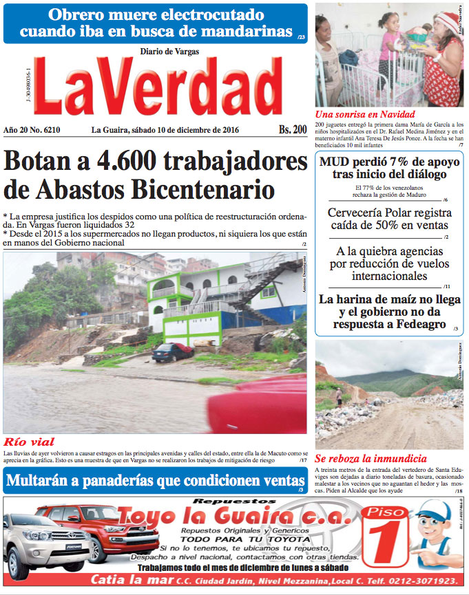 La Guaira, sábado 10 de diciembre de 2016 Año 20 No. 6210