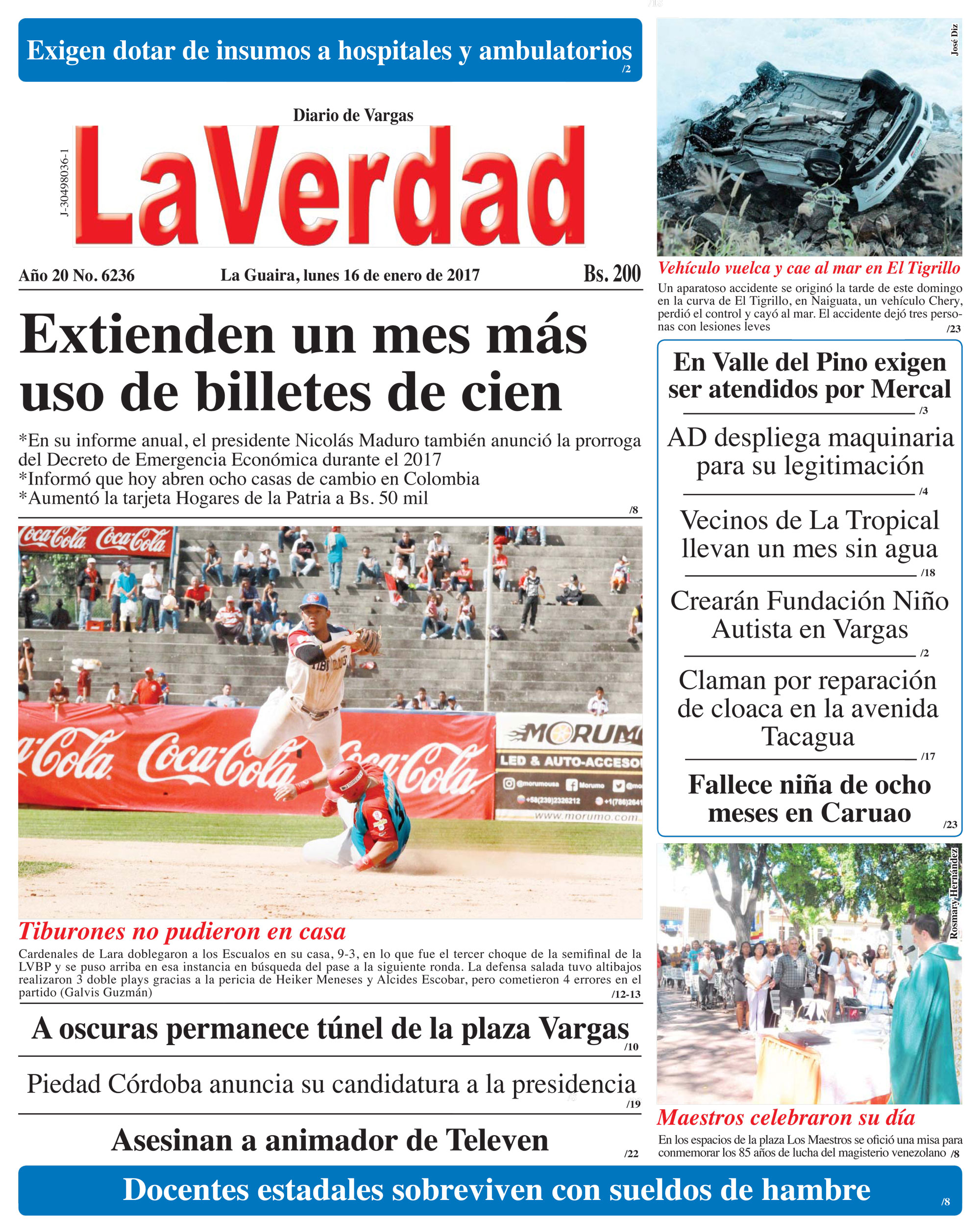 La Guaira, lunes 16 de enero de 2017. Edición 6236