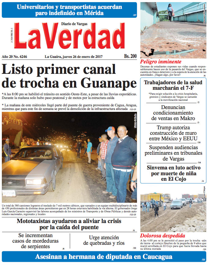 La Guaira, jueves 26 de enero de 2017 Año 20 No. 6246