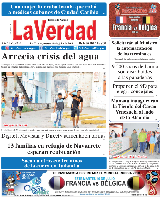 La Guaira, Martes 10 de julio de 2018. Año 21 Nº6739