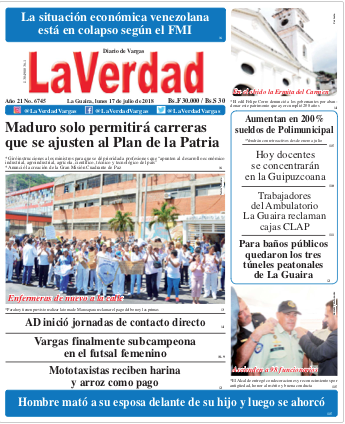 La Guaira, Martes 17 de julio de 2018. Año 21 Nº6745