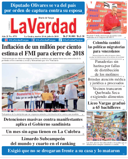 La Guaira, Martes 24 de julio de 2018. Año 21 Nº6751