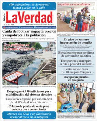 La Guaira, Lunes 02 de Diciembre de 2019. Año 21 Nº7086