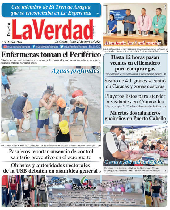 La Guaira, Lunes 27 de Enero de 2020. Año 21 Nº7116