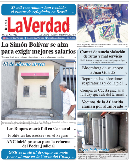 La Guaira, Martes 4 de Febrero de 2020. Año 21 Nº7122