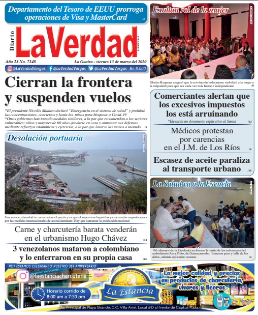 La Guaira, Viernes 13 de Marzo de 2020. Año 21 Nº7148