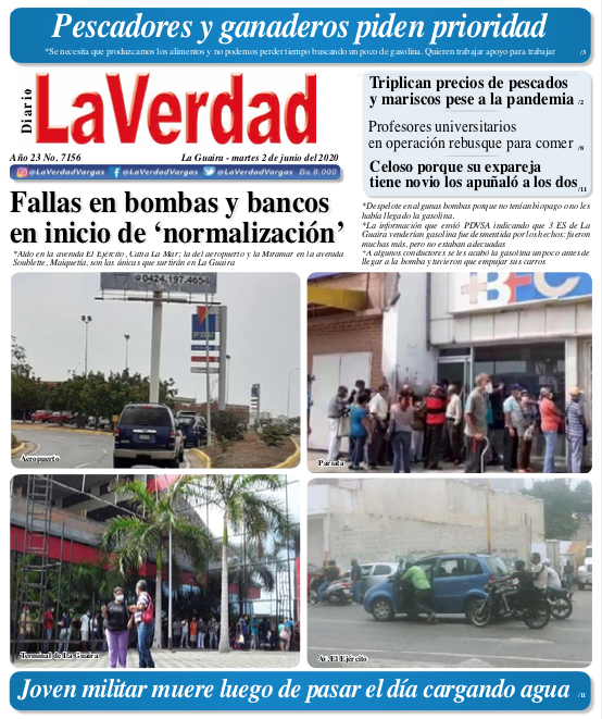 La Guaira, Martes 2 de Junio de 2020. Año 21 Nº7156