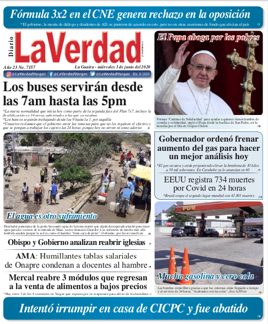 La Guaira, Lunes 15 de Junio de 2020. Año 21 Nº7162