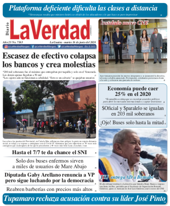 La Guaira, Martes 16 de Junio de 2020. Año 21 Nº7163