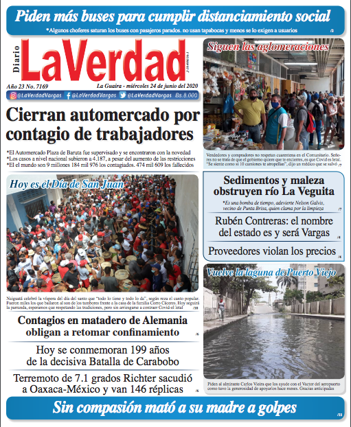 La Guaira, Miércoles 24 de Junio de 2020. Año 21 Nº7169