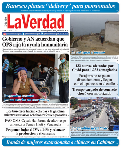 La Guaira, Jueves 4 de Junio de 2020. Año 21 Nº7158