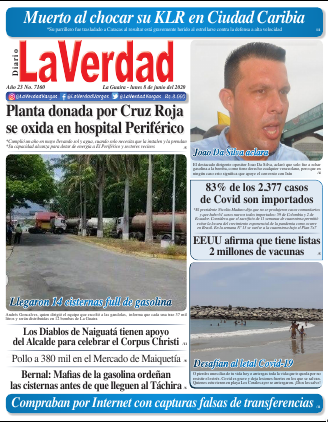 La Guaira, Lunes 8 de Junio de 2020. Año 21 Nº7160