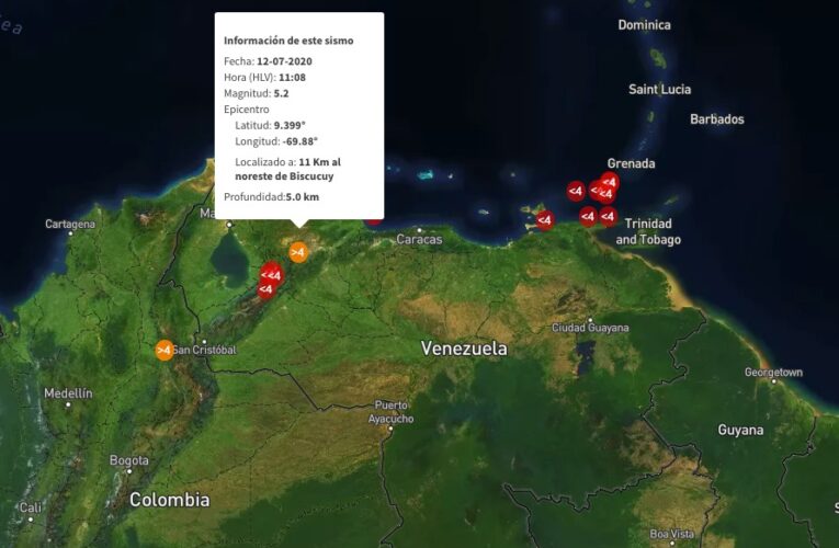 Sismo de 5,2  sacudió Venezuela