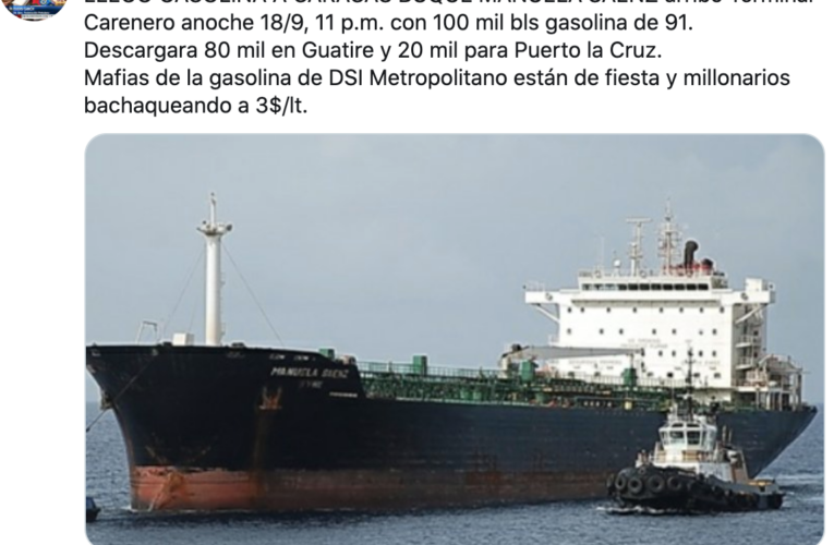 Llegó buque con gasolina para Caracas