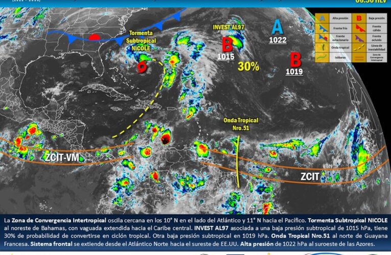 Onda tropical 51 intensificará lluvias en gran parte del país