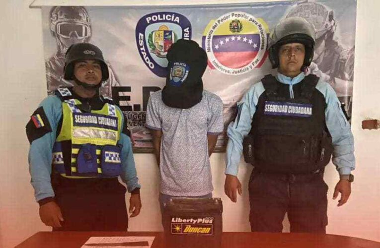 Detenido en Blanquita de Pérez por robar una batería