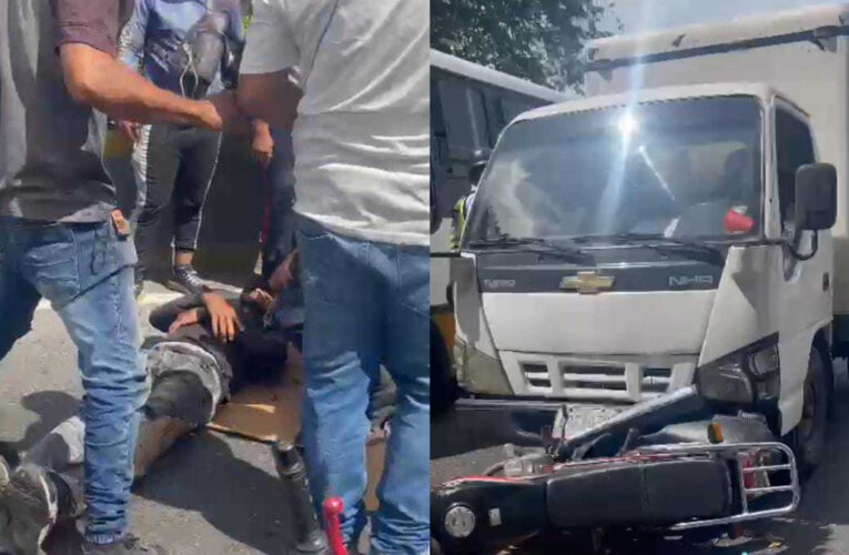 2 heridos en choque de camión cava y moto en avenida El Ejército