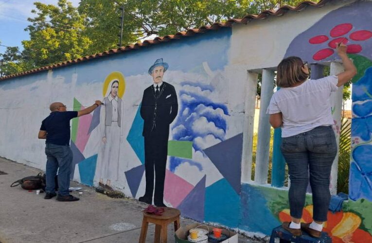 Casi listo mural de José Gregorio Hernández y Carmen Rendiles en Cabimas