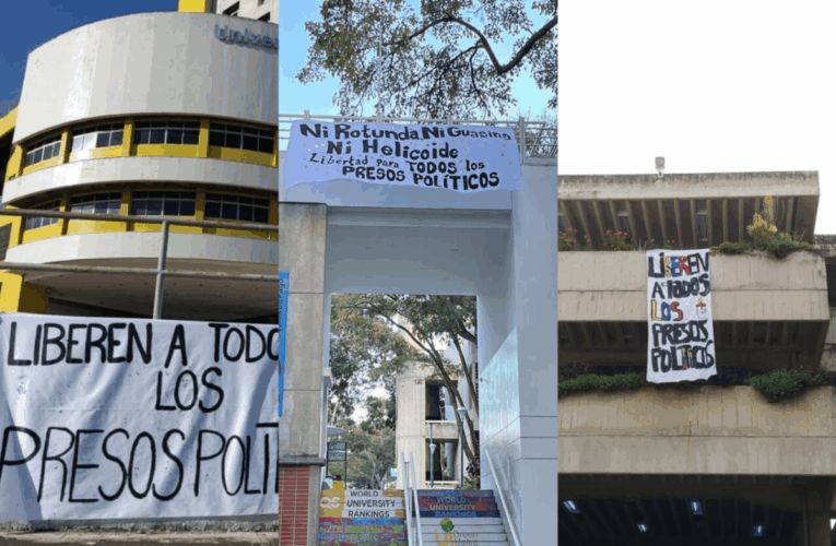 Estudiantes universitarios exigen con pancartas y marchas la liberación de los presos políticos